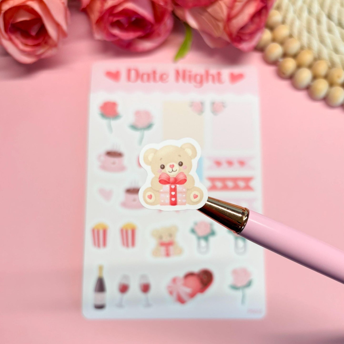 Cute Date Night Planner Stickers, Romantic Planner Stickers, Valentine’s Day Stickers, Pastel Daily Planner Sticker, Bullet Journal Stickers