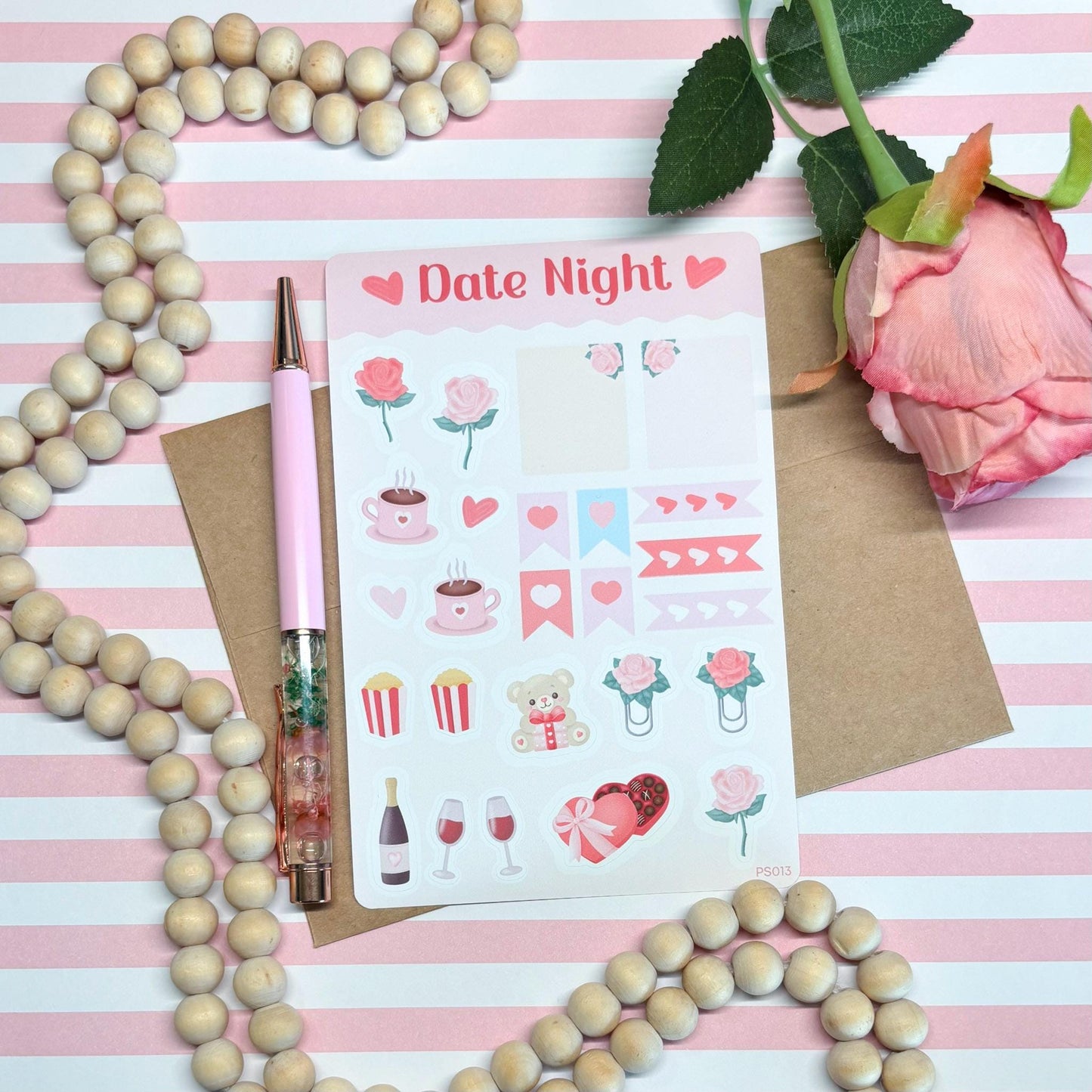 Cute Date Night Planner Stickers, Romantic Planner Stickers, Valentine’s Day Stickers, Pastel Daily Planner Sticker, Bullet Journal Stickers