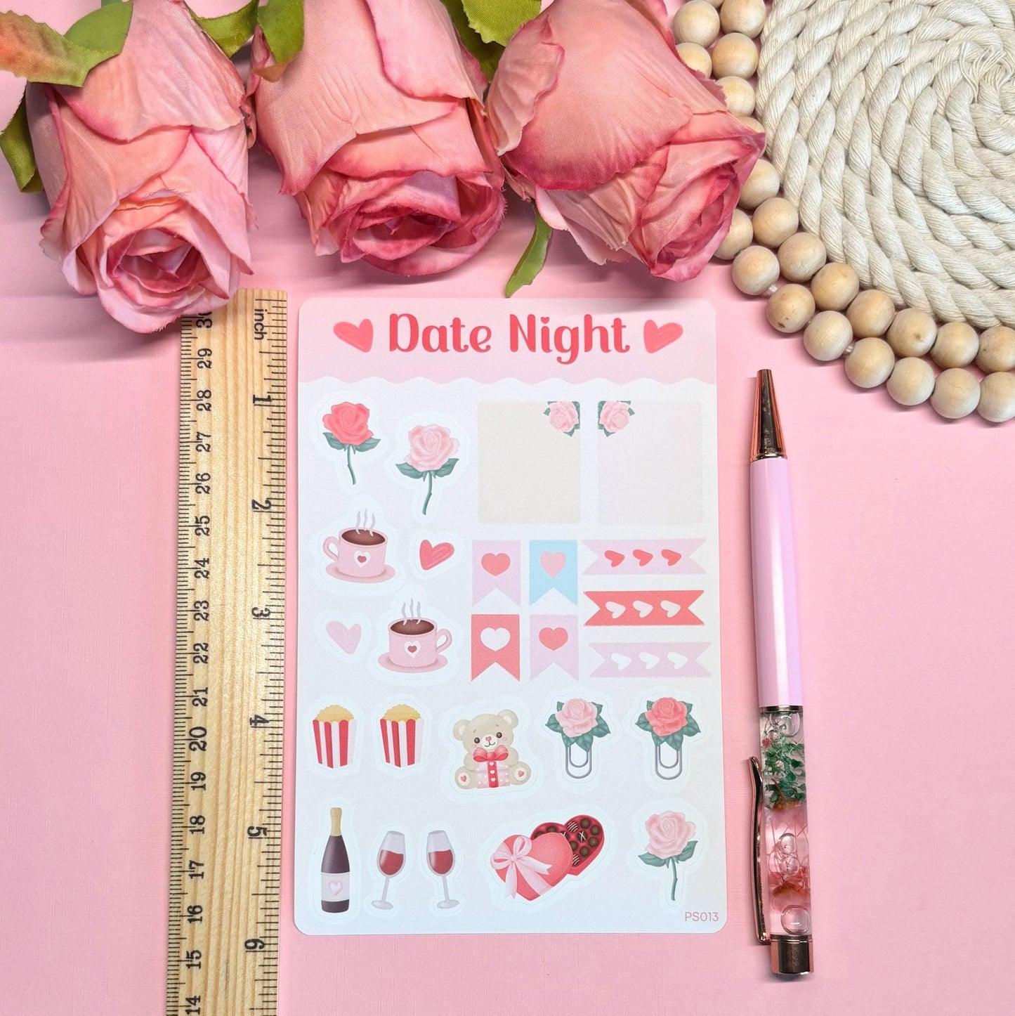 Cute Date Night Planner Stickers, Romantic Planner Stickers, Valentine’s Day Stickers, Pastel Daily Planner Sticker, Bullet Journal Stickers