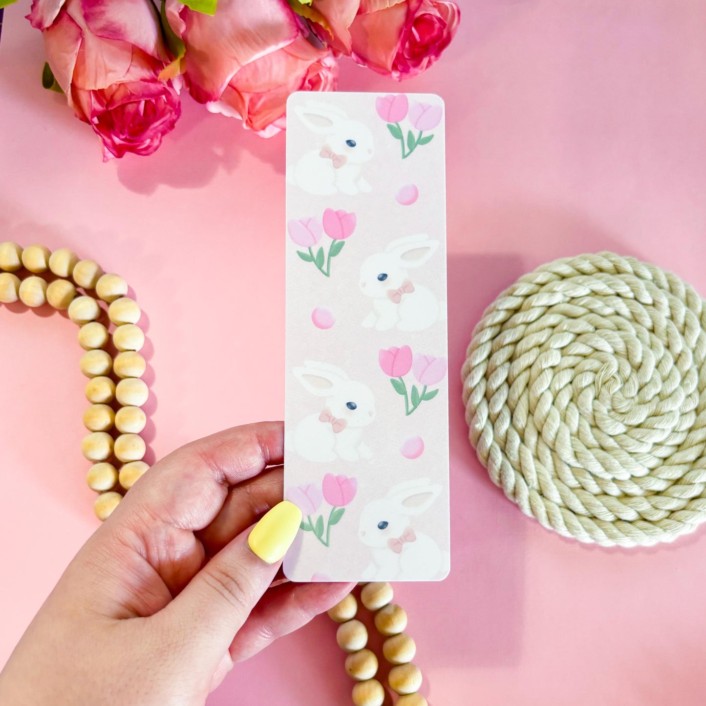 Coquette Rabbit Bookmark, Cute Girly Bookmark, Pink Bow Bookmark, Handmade Gifts for Book Lover, Booklover Bookworm Gift, Soft Girl Bookmark