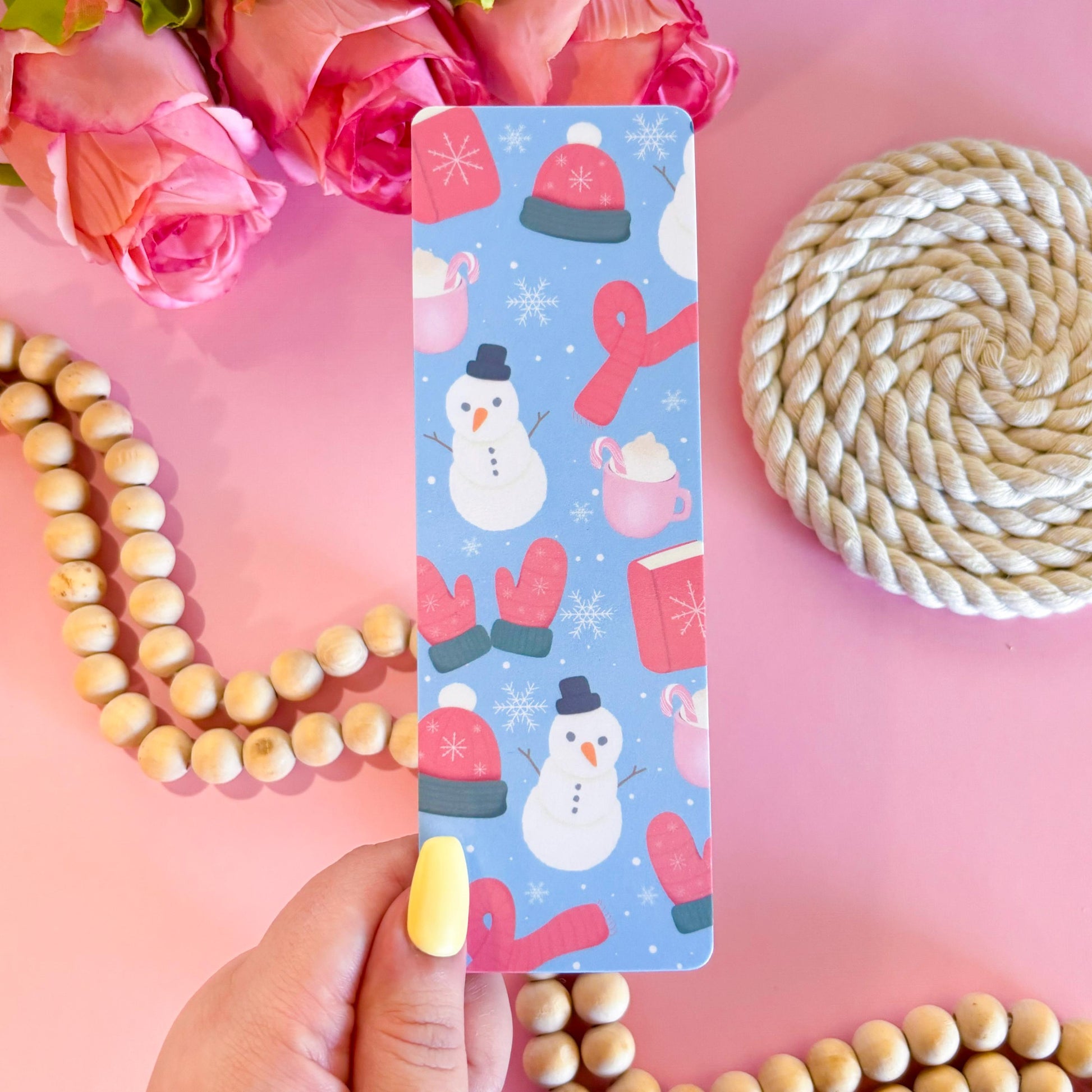 Holiday Gift Winter Bookmark, Cute Bookmark for Kids, Handmade Gift for Mom, Christmas Gift for Reader, Soft Girl Era Bookmark, Snow Day