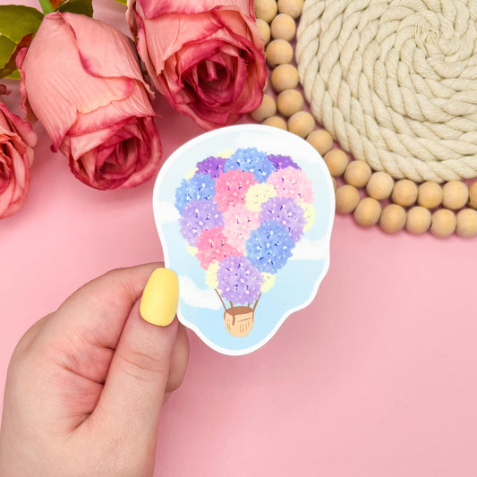 Watercolor Hydrangea Floral Sticker, Watercolor Flower Decal Sticker, Cute Waterproof Durable Laptop Sticker, Aesthetic Water Bottle Sticker