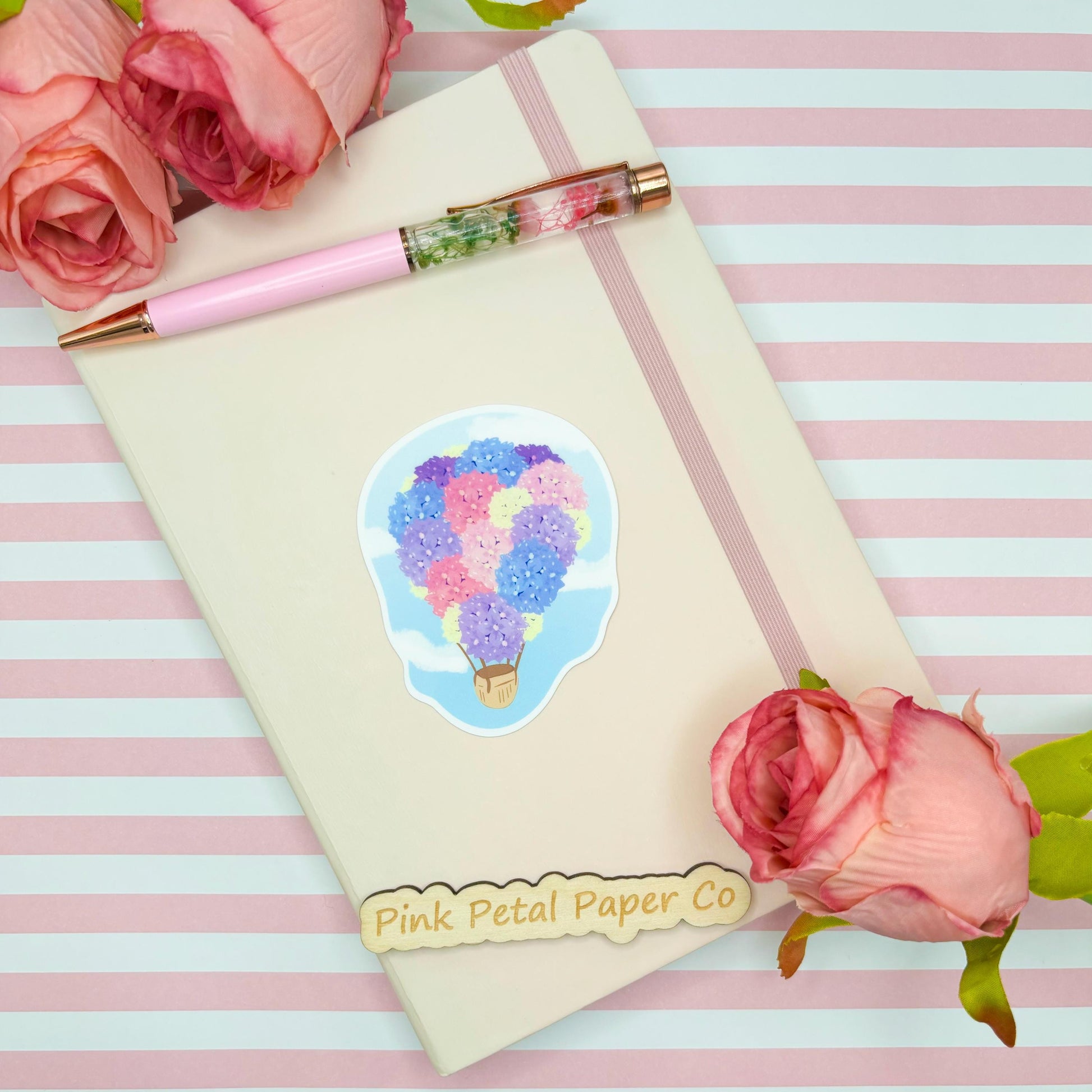 Watercolor Hydrangea Floral Sticker, Watercolor Flower Decal Sticker, Cute Waterproof Durable Laptop Sticker, Aesthetic Water Bottle Sticker