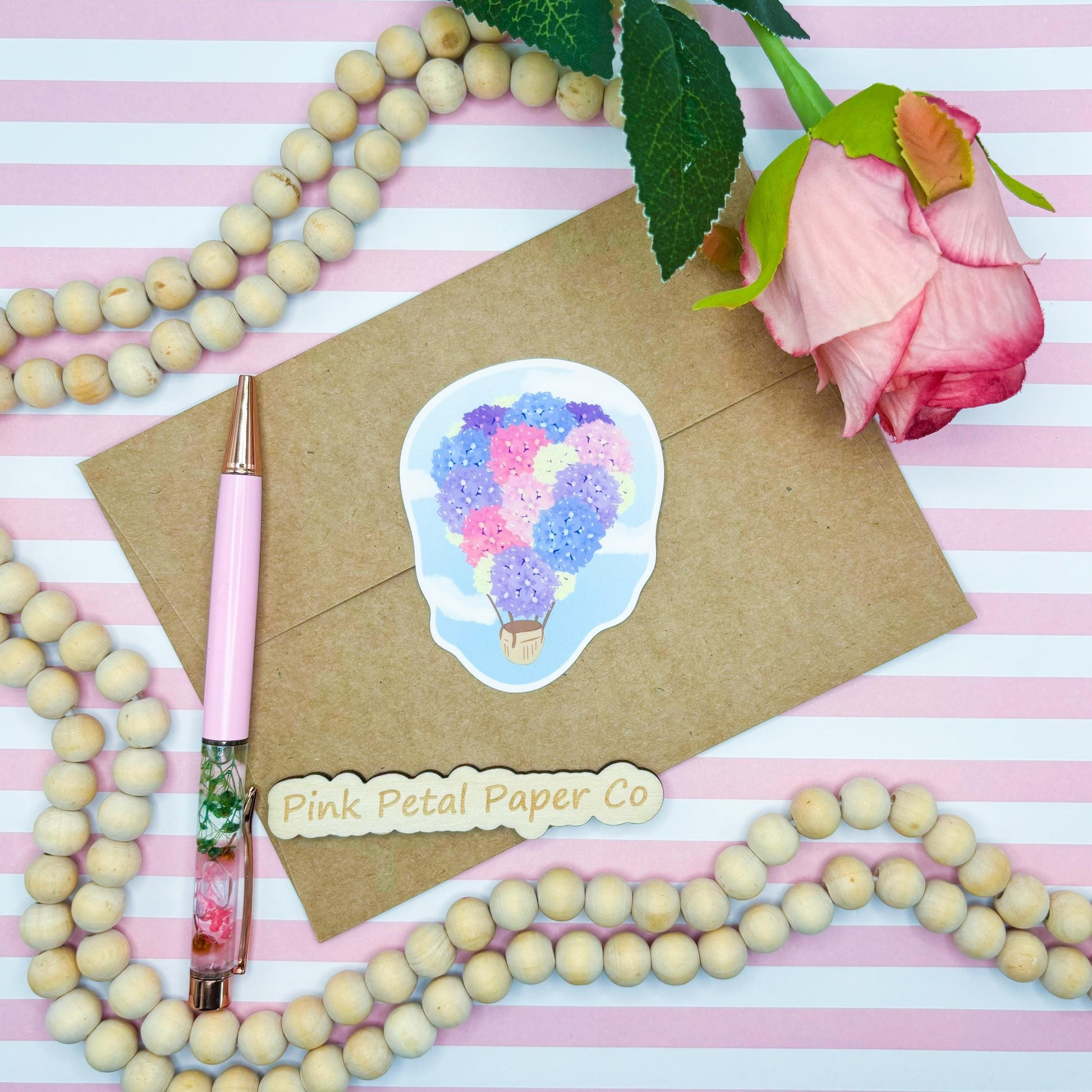 Watercolor Hydrangea Floral Sticker, Watercolor Flower Decal Sticker, Cute Waterproof Durable Laptop Sticker, Aesthetic Water Bottle Sticker