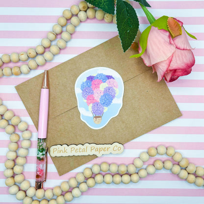 Watercolor Hydrangea Floral Sticker, Watercolor Flower Decal Sticker, Cute Waterproof Durable Laptop Sticker, Aesthetic Water Bottle Sticker
