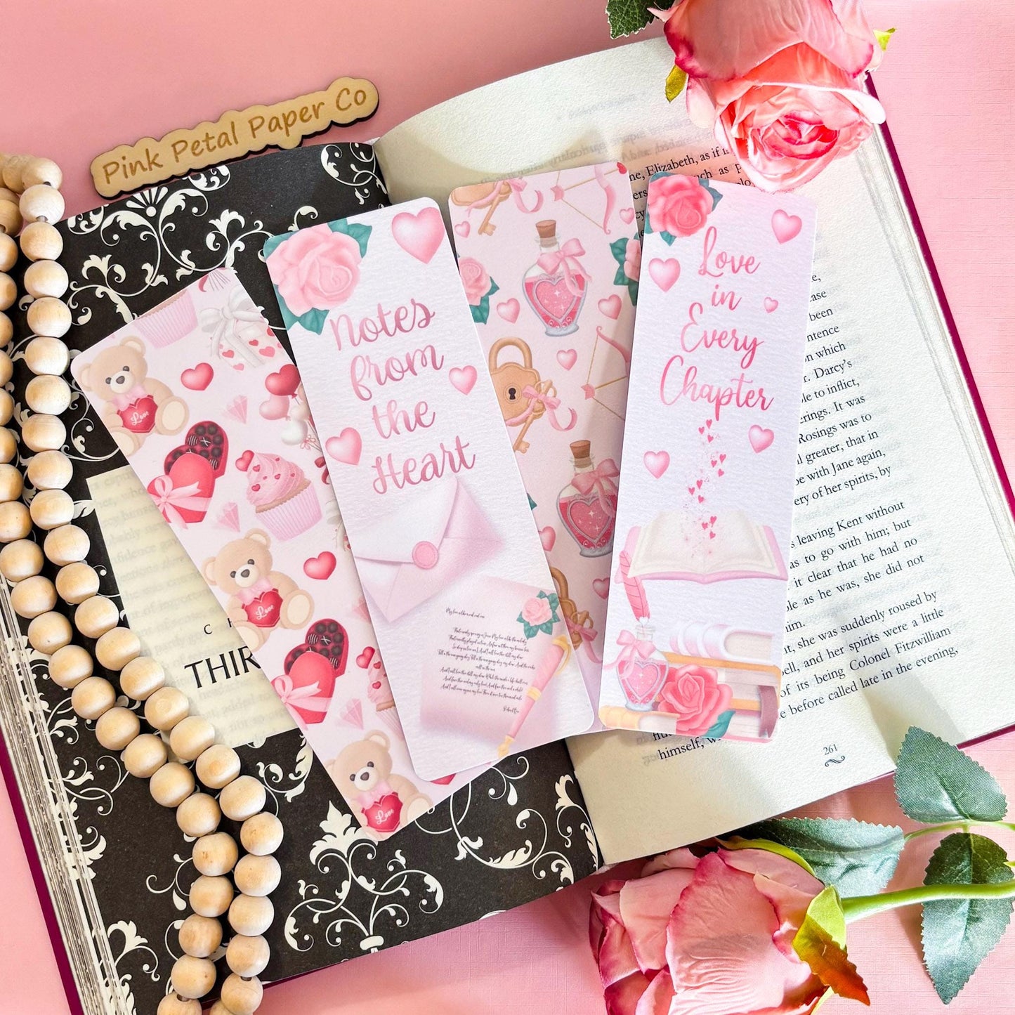 Valentine Coquette Bookmark Set, Girly Bookmark, Bows Bookmark, Handmade Gifts for Book Lovers, Booklover Romance Gifts, Soft Girl Bookmark