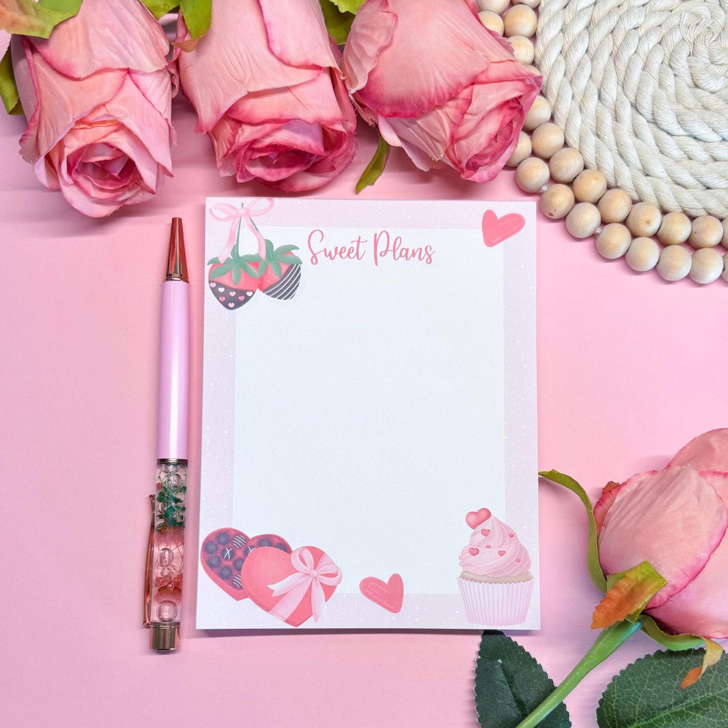 Coquette Valentine's Notepad, Valentine's Day Gift Notepad, Anniversary Gift Notepad, Pink Aesthetic Stationery for Journaling, To Do List