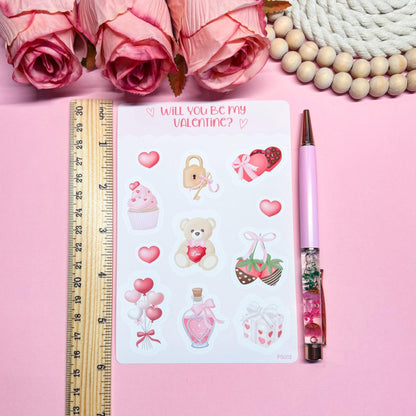 Cute Valentine's Day Planner Stickers, Romantic Planner Stickers, Pastel Daily Planner Sticker, Bullet Journal Stickers