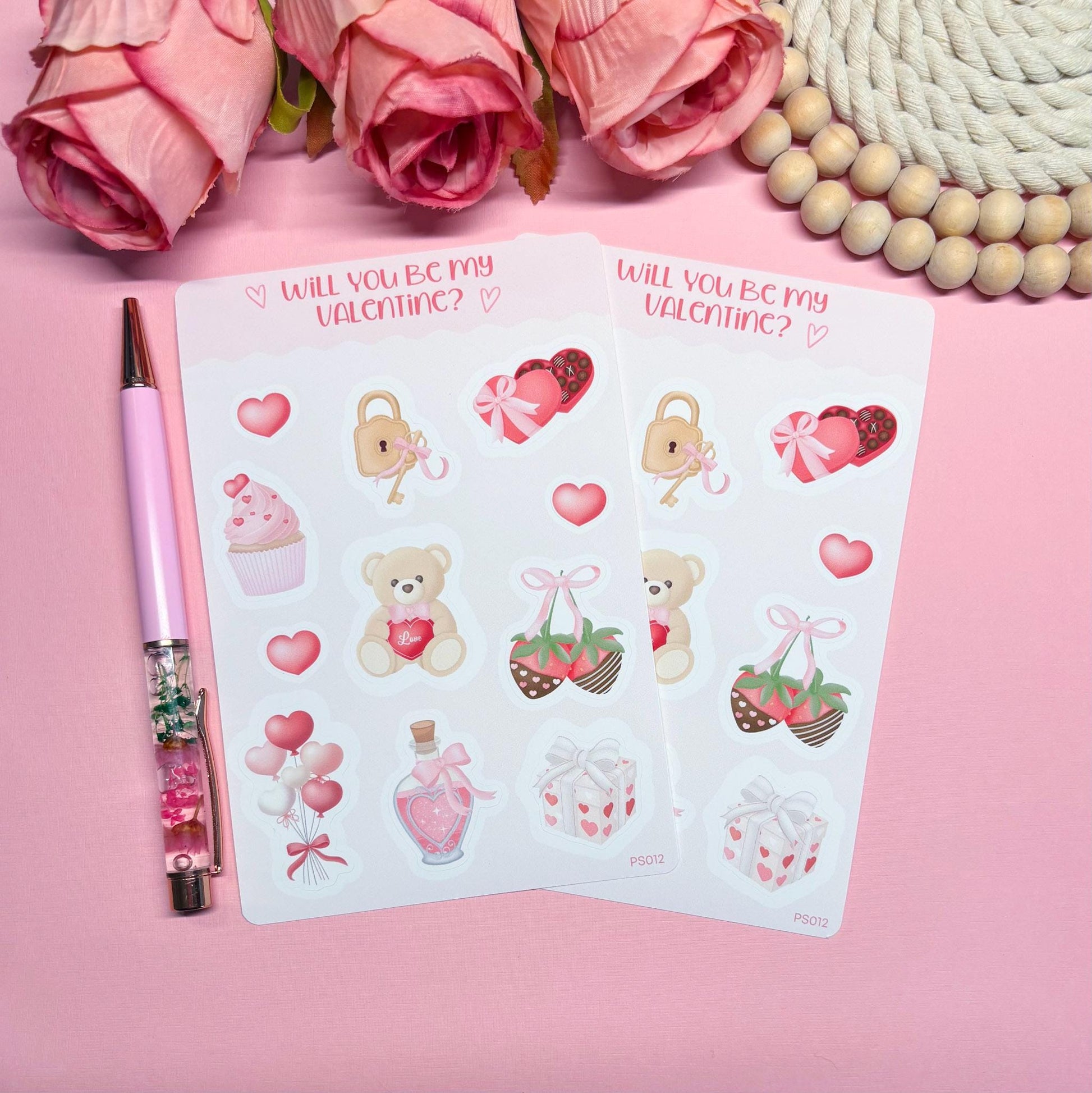 Cute Valentine's Day Planner Stickers, Romantic Planner Stickers, Pastel Daily Planner Sticker, Bullet Journal Stickers