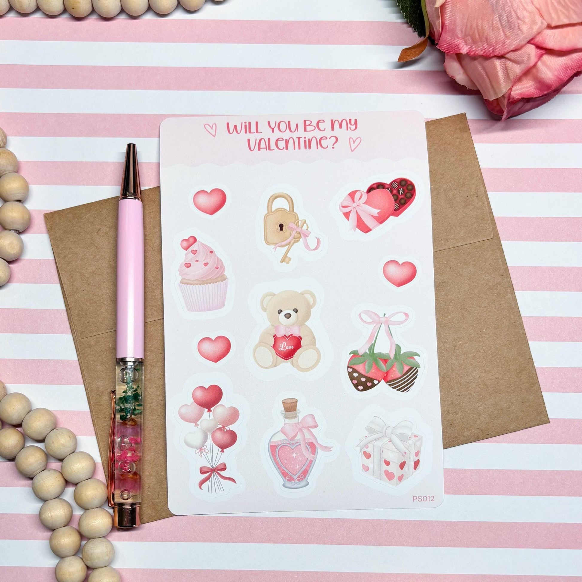 Cute Valentine's Day Planner Stickers, Romantic Planner Stickers, Pastel Daily Planner Sticker, Bullet Journal Stickers