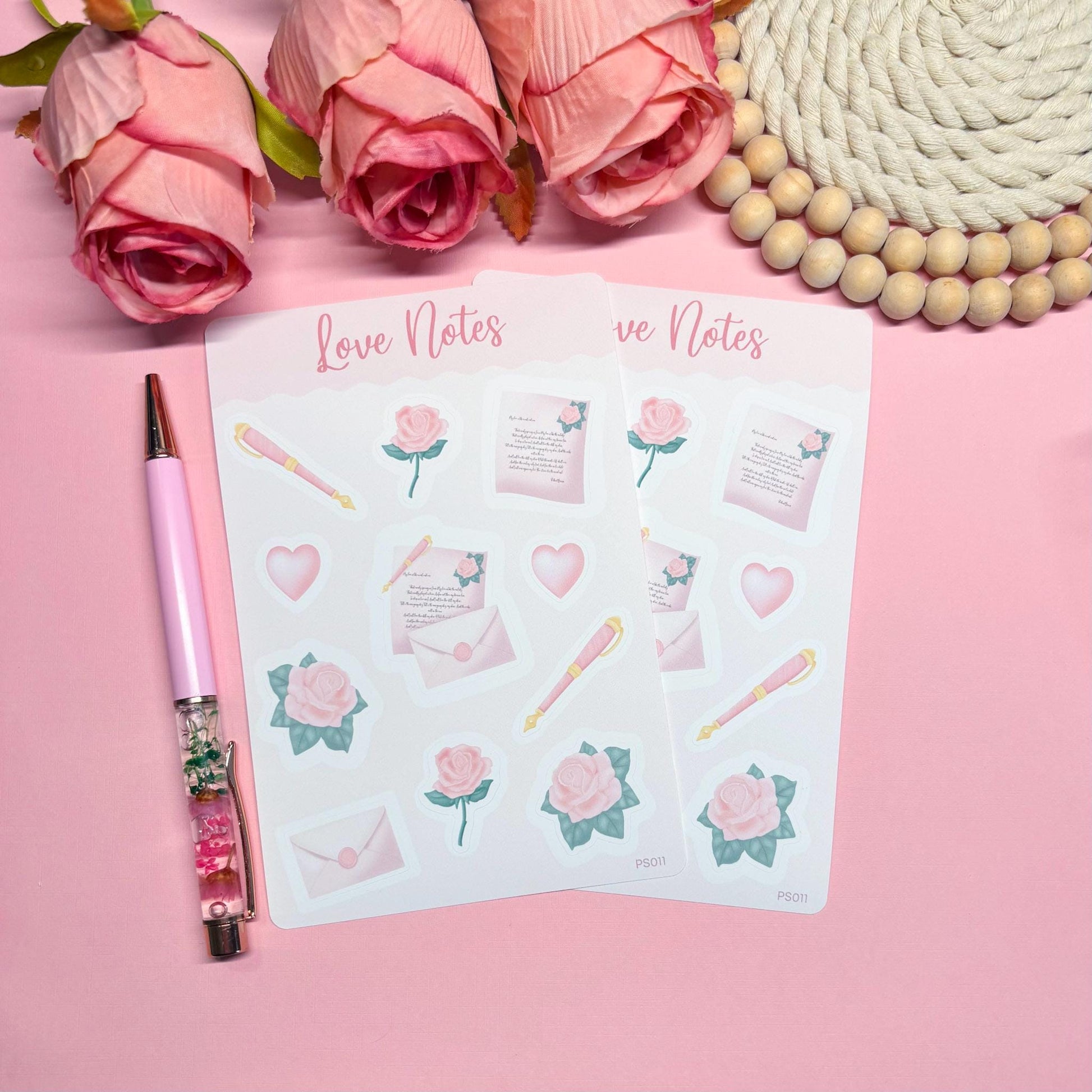 Love Letters Valentine's Day Planner Stickers, Romantic Planner Stickers, Pastel Daily Planner Sticker, Bullet Journal Stickers