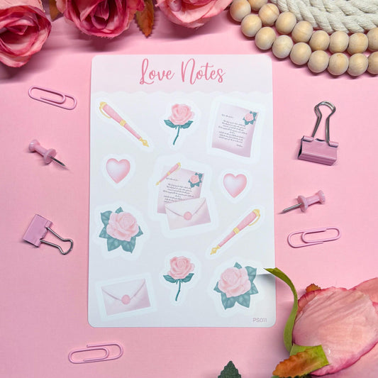 Love Letters Valentine's Day Planner Stickers, Romantic Planner Stickers, Pastel Daily Planner Sticker, Bullet Journal Stickers