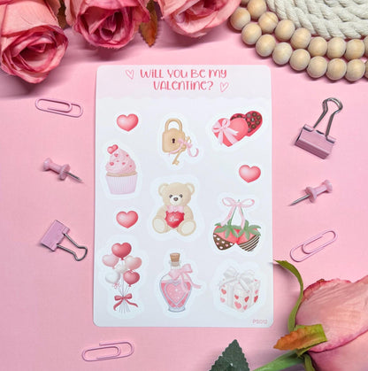 Cute Valentine's Day Planner Stickers, Romantic Planner Stickers, Pastel Daily Planner Sticker, Bullet Journal Stickers