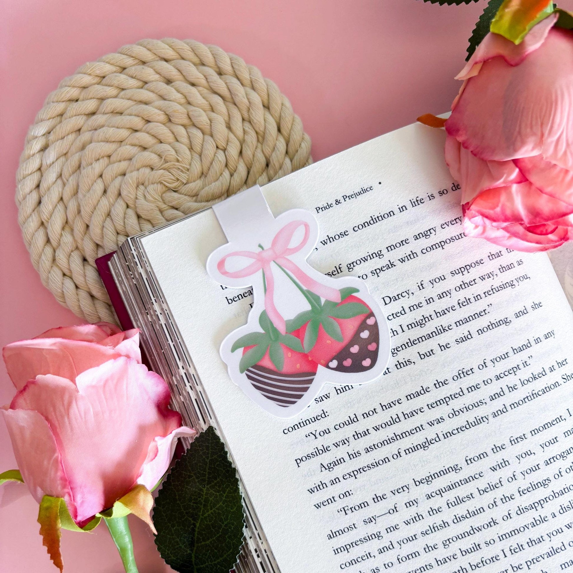 Coquette Valentine's Day Magnetic Bookmark, Stocking Stuffer, Reading Accessory, Handmade Gifts for Book Lovers, Soft Girl Bookmark