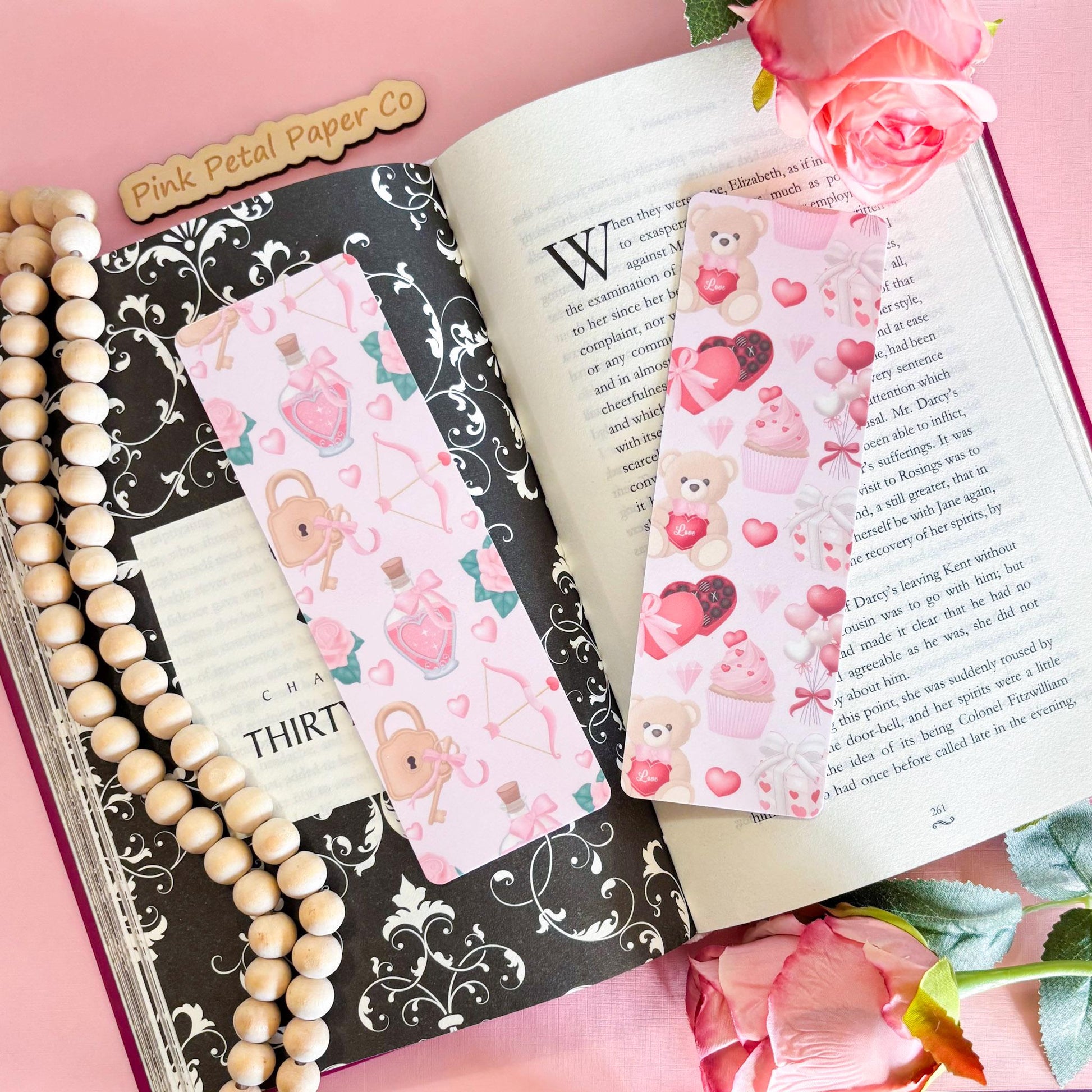 Valentine Coquette Bookmark Set, Girly Bookmark, Bows Bookmark, Handmade Gifts for Book Lovers, Booklover Romance Gifts, Soft Girl Bookmark