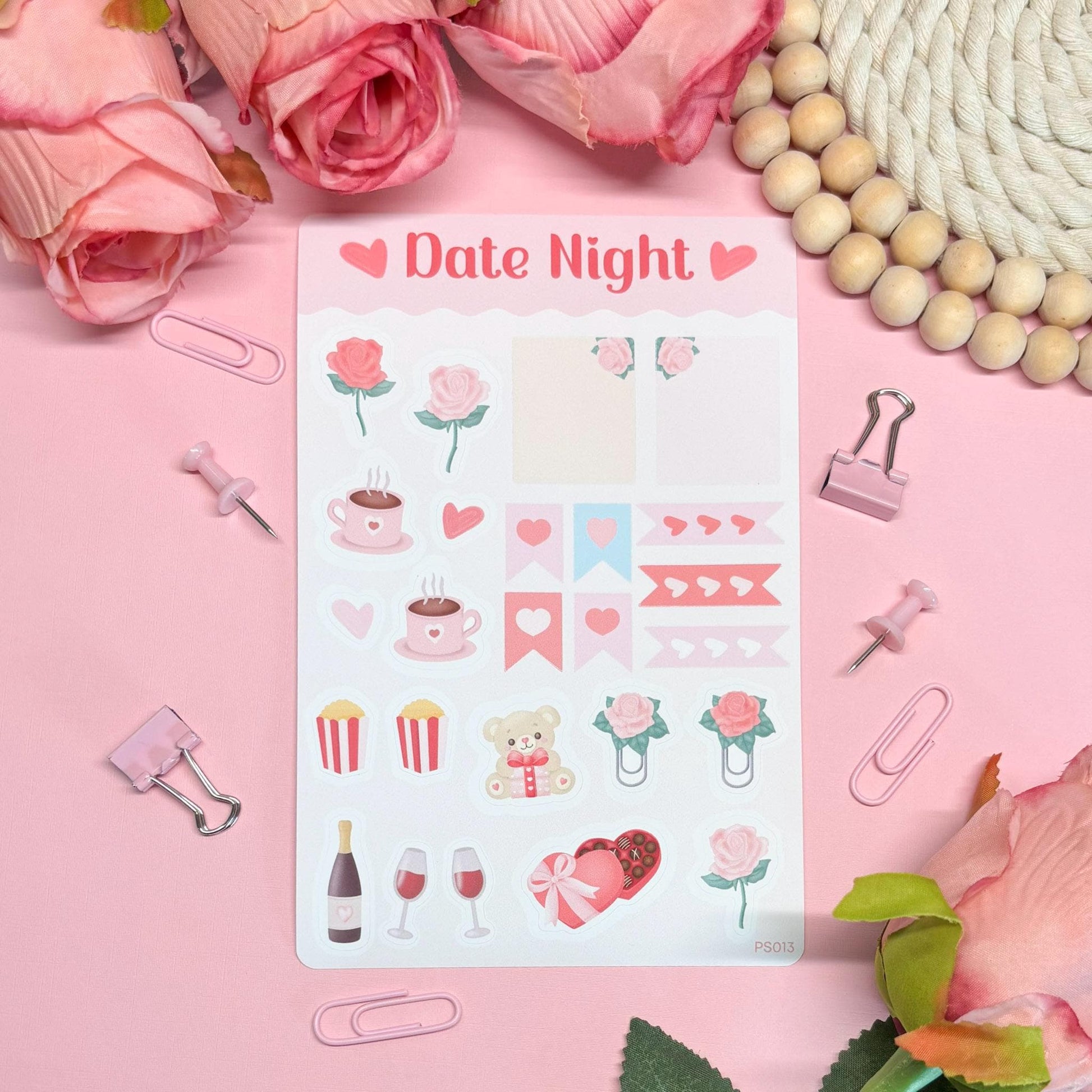 Cute Date Night Planner Stickers, Romantic Planner Stickers, Valentine’s Day Stickers, Pastel Daily Planner Sticker, Bullet Journal Stickers