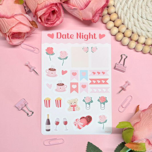 Cute Date Night Planner Stickers, Romantic Planner Stickers, Valentine’s Day Stickers, Pastel Daily Planner Sticker, Bullet Journal Stickers