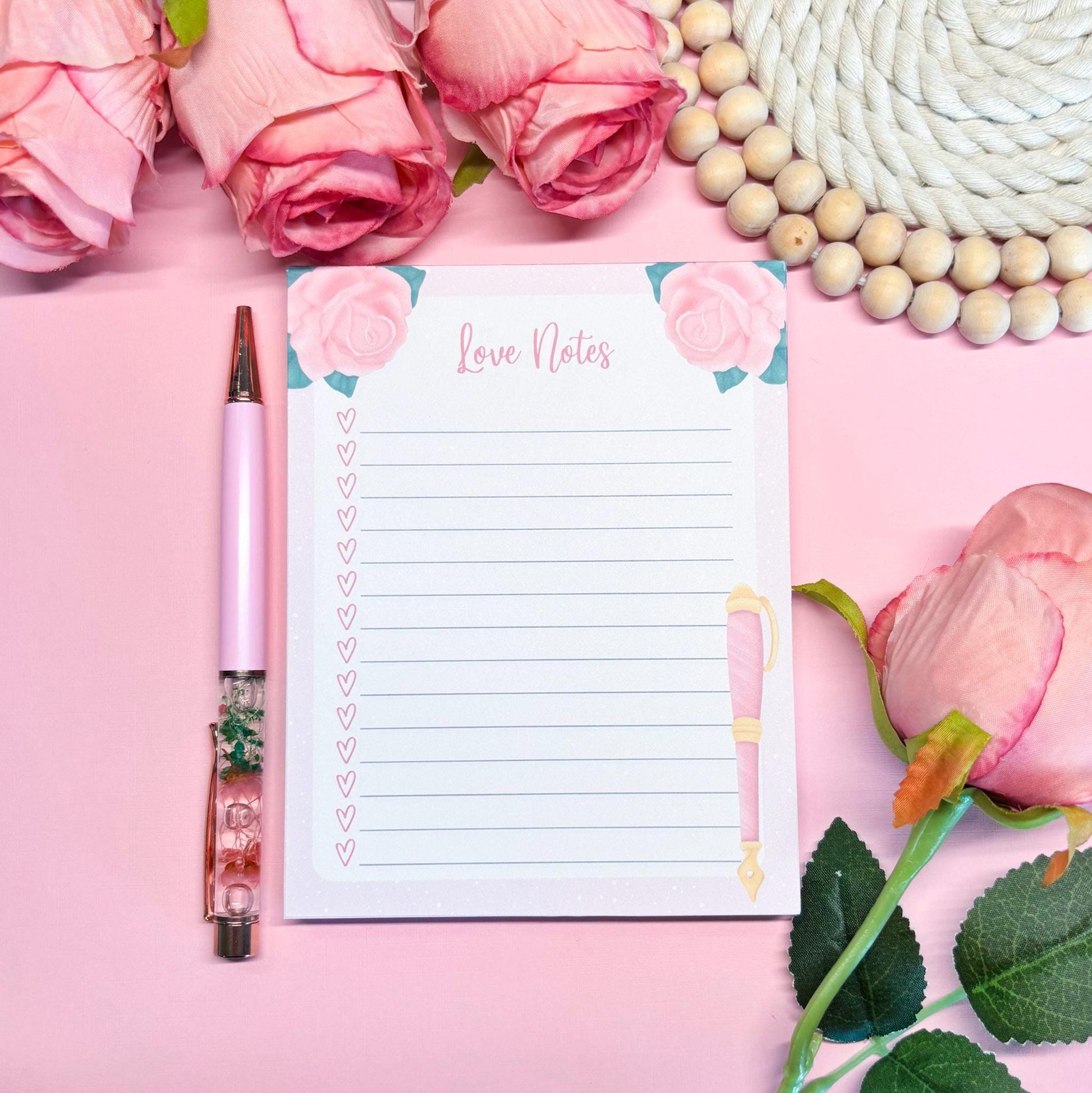 Coquette Love Notes Notepad, Valentine's Day Gift Notepad, Anniversary Gift Notepad, Pink Aesthetic Stationery for Journaling, To Do List
