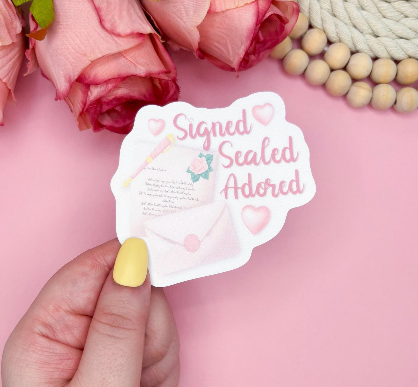Valentine’s Day Sticker, Handmade Romance Sticker, Cute Pink Love Sticker, Girly Coquette Sticker for Laptops, Journaling, and Scrapbooking