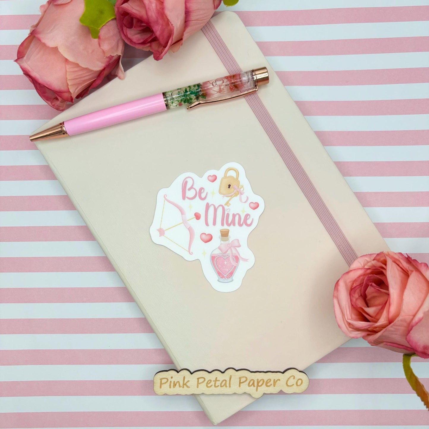 Valentine’s Day Sticker, Handmade Romance Sticker, Cute Pink Love Sticker, Girly Coquette Sticker for Laptops, Journaling, and Scrapbooking
