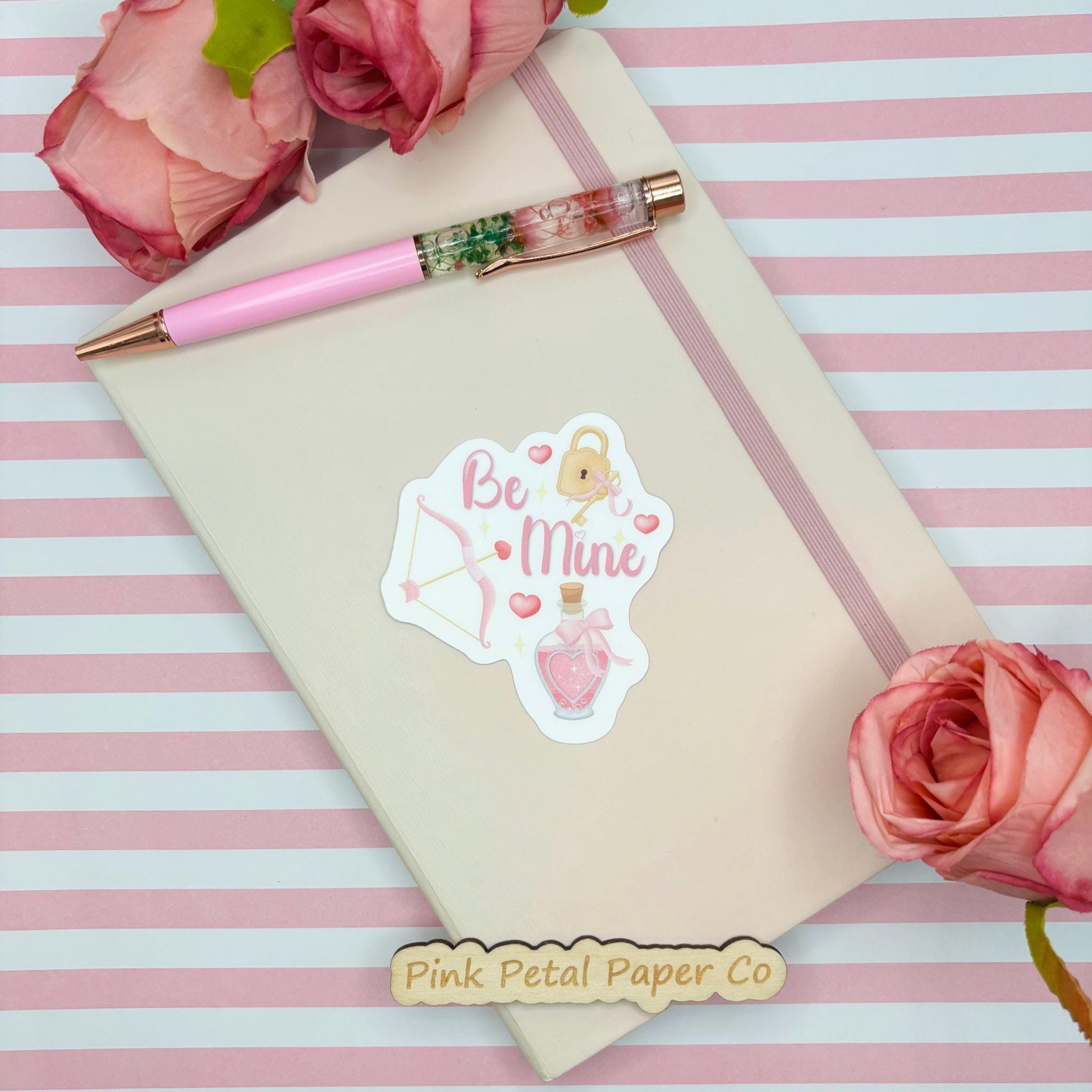 Valentine’s Day Sticker, Handmade Romance Sticker, Cute Pink Love Sticker, Girly Coquette Sticker for Laptops, Journaling, and Scrapbooking