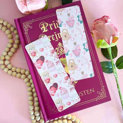 Valentine Coquette Bookmark Set, Girly Bookmark, Bows Bookmark, Handmade Gifts for Book Lovers, Booklover Romance Gifts, Soft Girl Bookmark