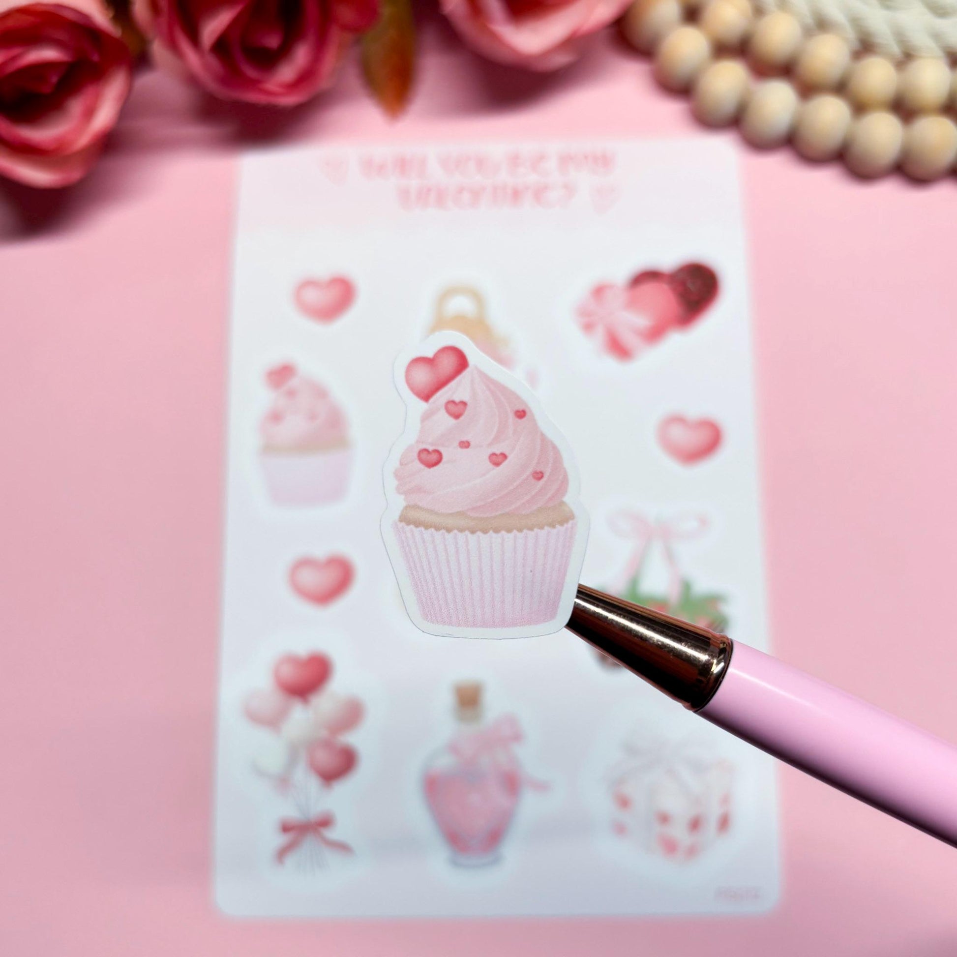 Cute Valentine's Day Planner Stickers, Romantic Planner Stickers, Pastel Daily Planner Sticker, Bullet Journal Stickers