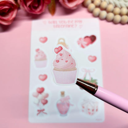 Cute Valentine's Day Planner Stickers, Romantic Planner Stickers, Pastel Daily Planner Sticker, Bullet Journal Stickers