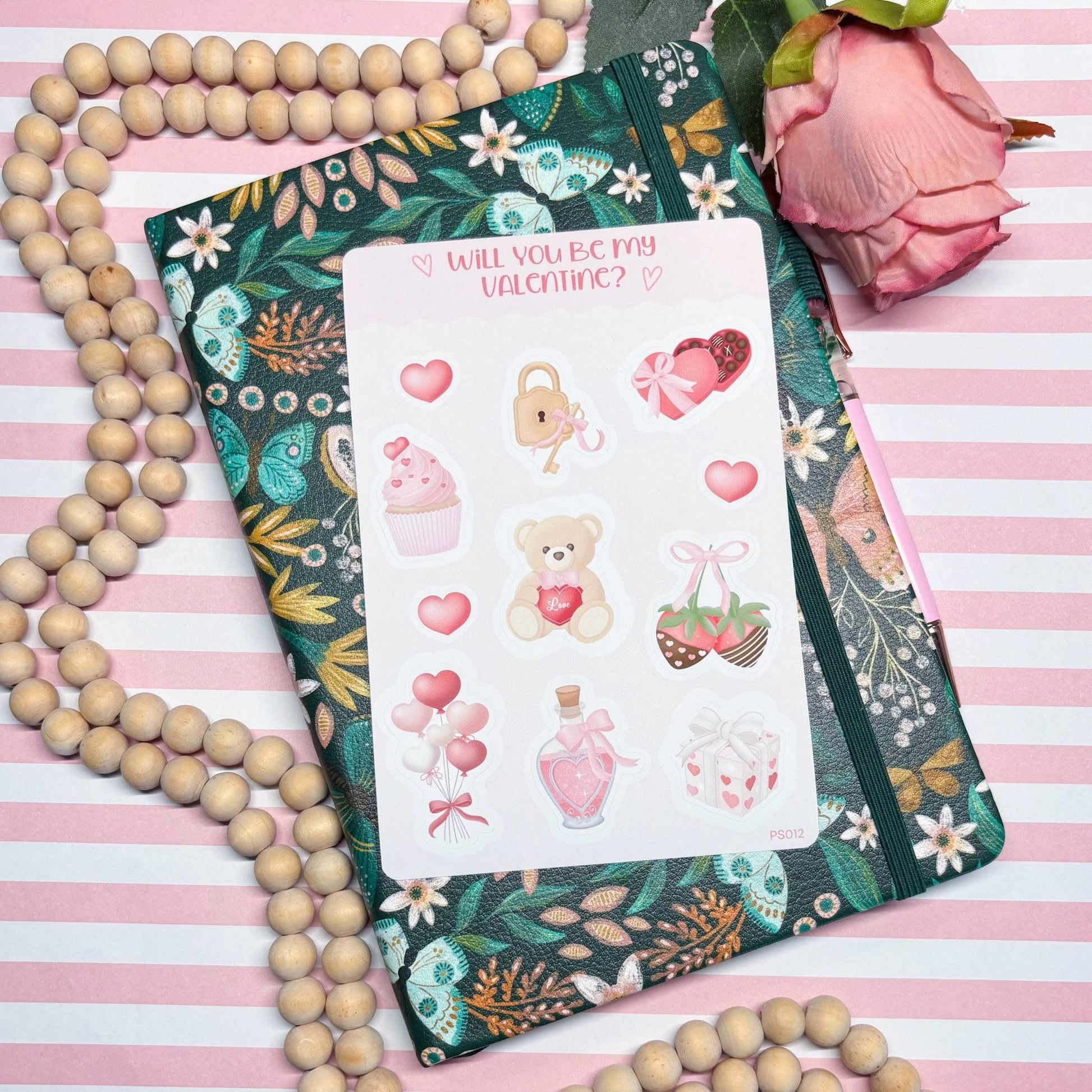 Cute Valentine's Day Planner Stickers, Romantic Planner Stickers, Pastel Daily Planner Sticker, Bullet Journal Stickers
