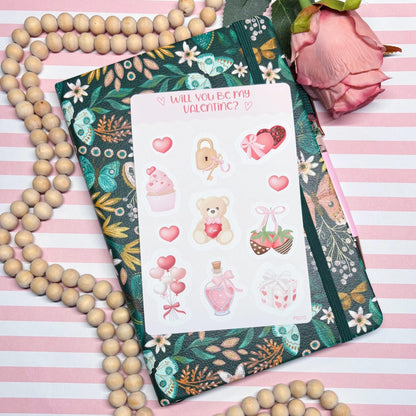 Cute Valentine's Day Planner Stickers, Romantic Planner Stickers, Pastel Daily Planner Sticker, Bullet Journal Stickers