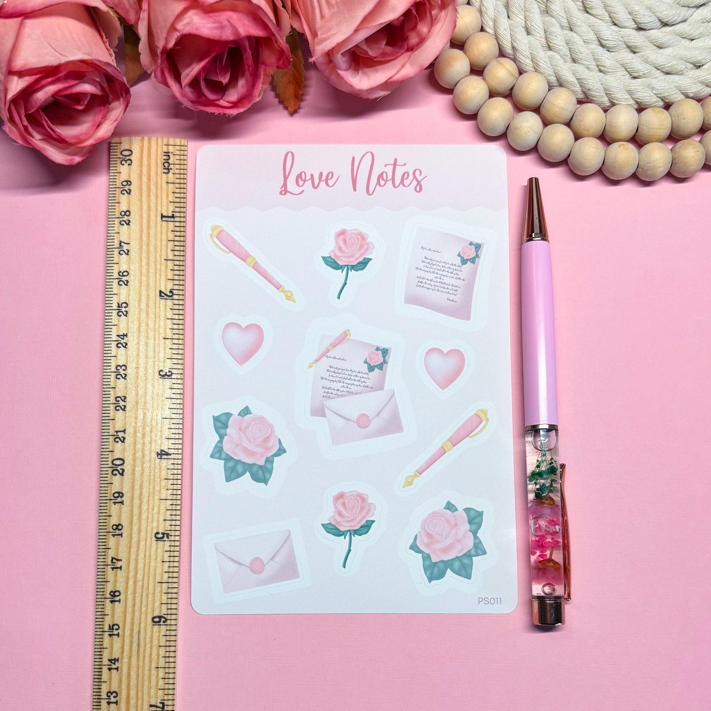 Love Letters Valentine's Day Planner Stickers, Romantic Planner Stickers, Pastel Daily Planner Sticker, Bullet Journal Stickers