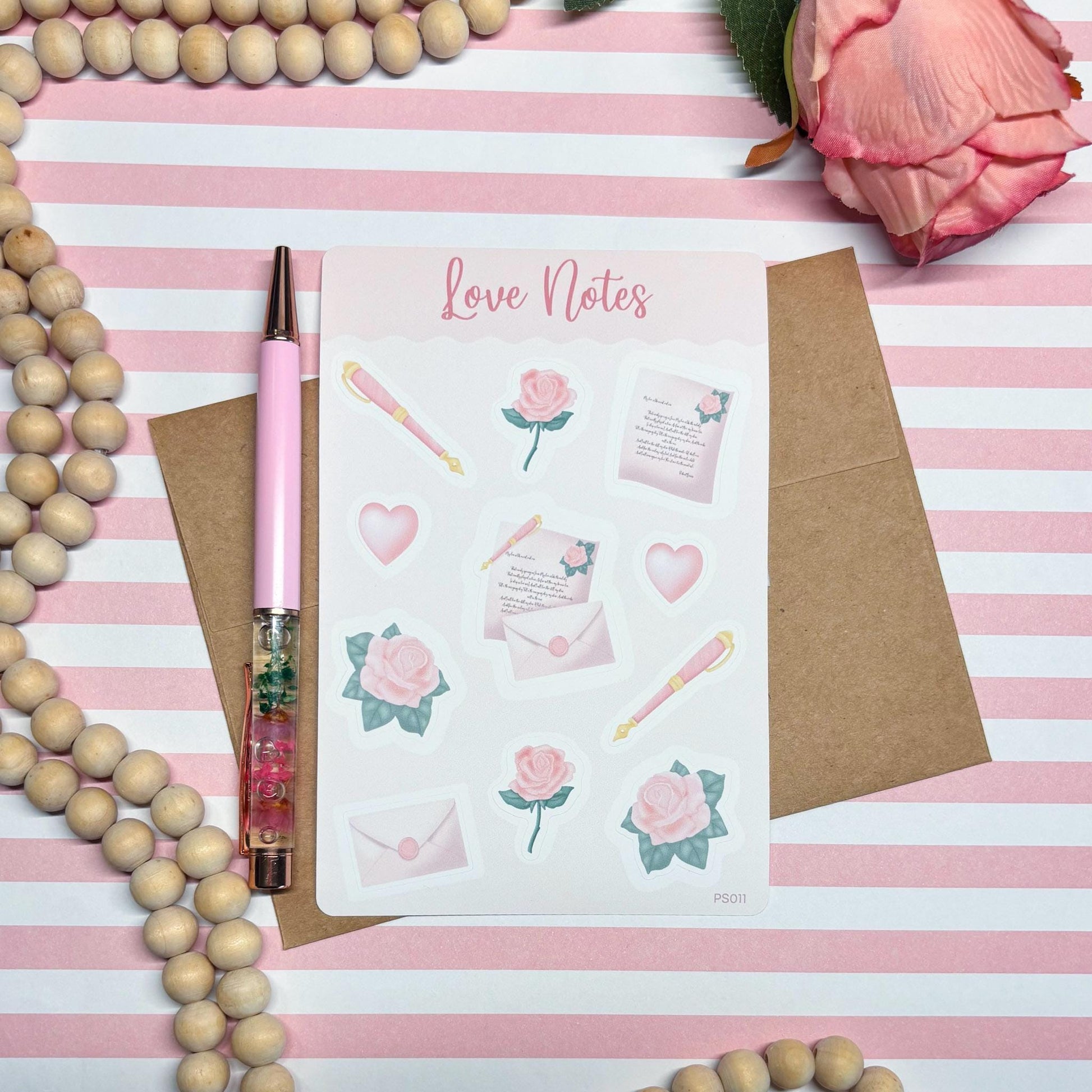 Love Letters Valentine's Day Planner Stickers, Romantic Planner Stickers, Pastel Daily Planner Sticker, Bullet Journal Stickers