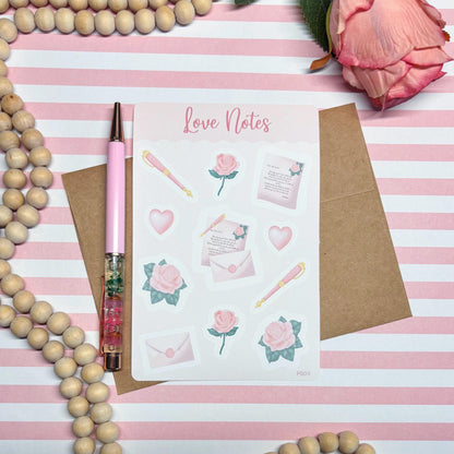 Love Letters Valentine's Day Planner Stickers, Romantic Planner Stickers, Pastel Daily Planner Sticker, Bullet Journal Stickers